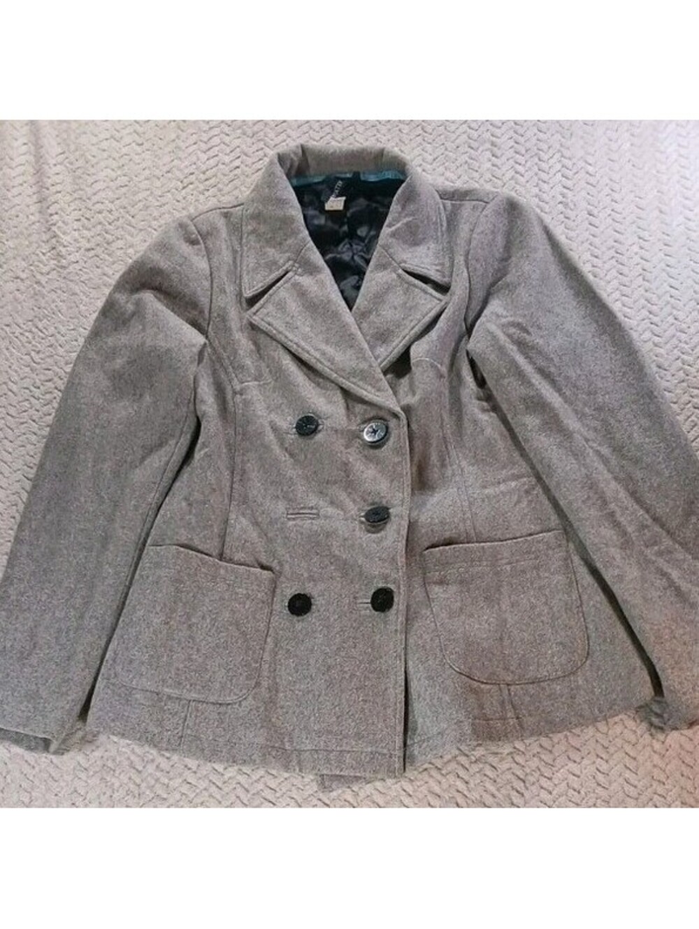Matix - Women’s Size Large - Gray Wool Blend Double-Breasted Pea Coat